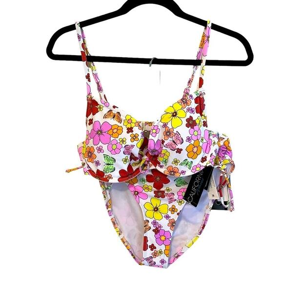 California Waves Floral Print Bikini Large NWT - Picture 2 of 14